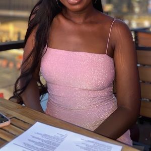 Midi pink sparkly dress